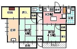 桜が丘 1階2DKの間取り