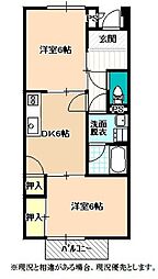 アクアマリンコシバ 2DKの間取図画像