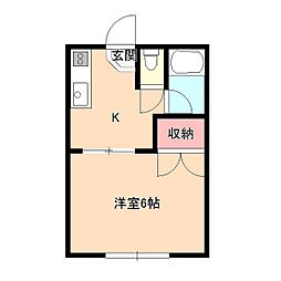 コーポまどか 1階1Kの間取り