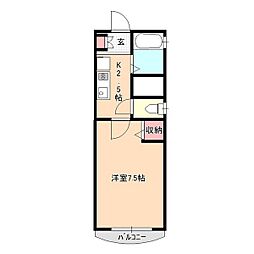 グリーンヒル飯田C 1Kの間取図画像
