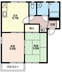 ラポールカイトB 2DKの間取図画像