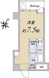 ニューライフ恵比寿 3階ワンルームの間取り