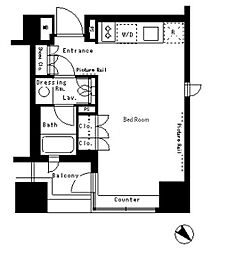 パークアクシス溜池山王 6階ワンルームの間取り