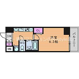 プレミアムコート天神橋エイト 3階1Kの間取り