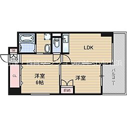 リアライズ中之島 2LDKの間取図画像
