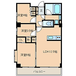 レジディア文京音羽 2階3LDKの間取り