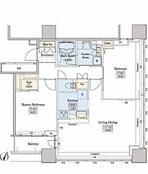レジディアタワー上池袋（タワー棟） 8階2LDKの間取り