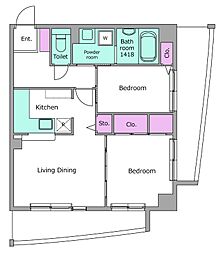 阪急京都本線 上新庄駅 徒歩5分の賃貸マンション 9階2LDKの間取り