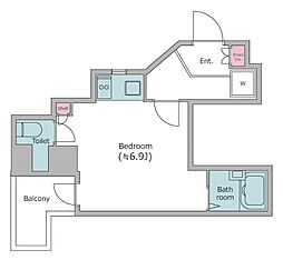 レジディア文京湯島II 8階ワンルームの間取り