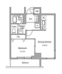 レジディア新宿イースト 4階1DKの間取り