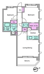 レジディア祐天寺 2LDKの間取図画像