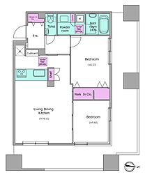 麹町プレイス 11階2LDKの間取り