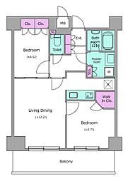 レジディア杉並方南町 2LDKの間取図画像