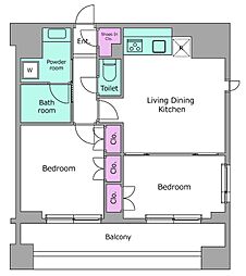 レジディア錦糸町2 2LDKの間取図画像