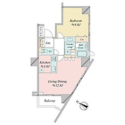 レジディアタワー中目黒 1LDKの間取図画像