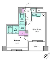 レジディア新川2 1LDKの間取図画像