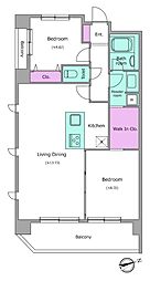 レジディア祐天寺 2LDKの間取図画像