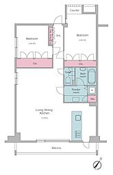 レジディア北新宿 2LDKの間取図画像