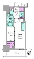 アーバネックス日本橋茅場町 1DKの間取図画像