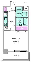 レジディア新川 1Kの間取図画像