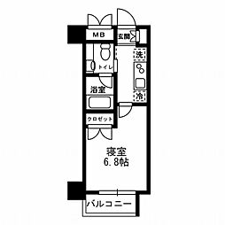 レジディア月島3 1Kの間取図画像
