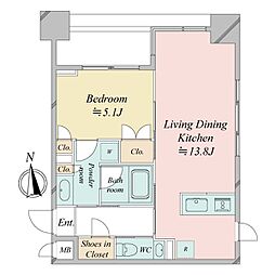 レジディア日本橋馬喰町3 1LDKの間取図画像