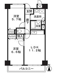 セレンディップ鷺洲 2LDKの間取図画像