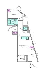 リヴ アン フルール 2LDKの間取図画像
