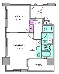 レジディア広尾南 1LDKの間取図画像