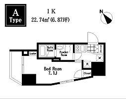 レジディア大森3 1Kの間取図画像