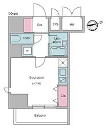 レジディア東品川 ワンルームの間取図画像