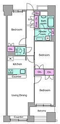 レジディア日本橋馬喰町 3LDKの間取図画像