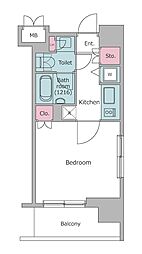レジディア三軒茶屋 1Kの間取図画像