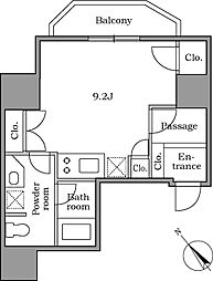 レジディア恵比寿2 ワンルームの間取図画像