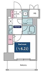 レジディア東品川 1Kの間取図画像