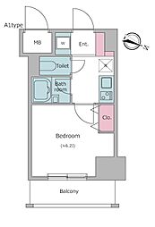 レジディア東品川 1Kの間取図画像