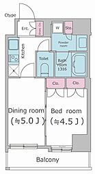 PARKFLATS渋谷代官山 1DKの間取図画像