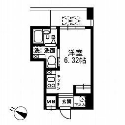 レジディア三越前 ワンルームの間取図画像