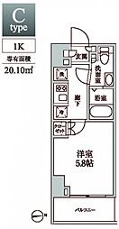 レジディア中延2 1Kの間取図画像