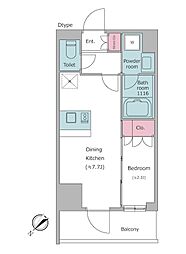 レジディア都立大 1DKの間取図画像