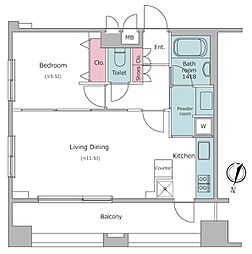 レジディア文京音羽2 1LDKの間取図画像
