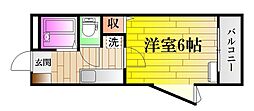 第2大下ビル 1Kの間取図画像