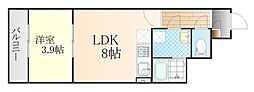 KLALISS西原 1階1LDKの間取り
