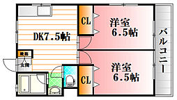 ブルーヒルズ 2DKの間取図画像