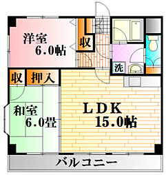 コンビデンス西本 2LDKの間取図画像