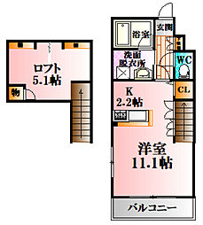 JR可部線 中島駅 徒歩9分の賃貸マンション 1階1Kの間取り