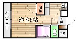 JR可部線 中島駅 徒歩6分の賃貸マンション 3階1Kの間取り