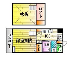 ベルドミールI 4階1Kの間取り