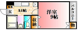 グラース沖本 1Kの間取図画像