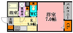 ソレイユ本地月 1Kの間取図画像